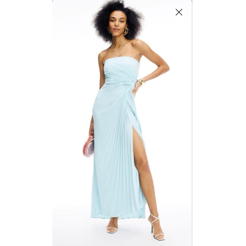 A.L.C. Light Blue Strapless Pleated High Side Slit Layla Style Gown size 4